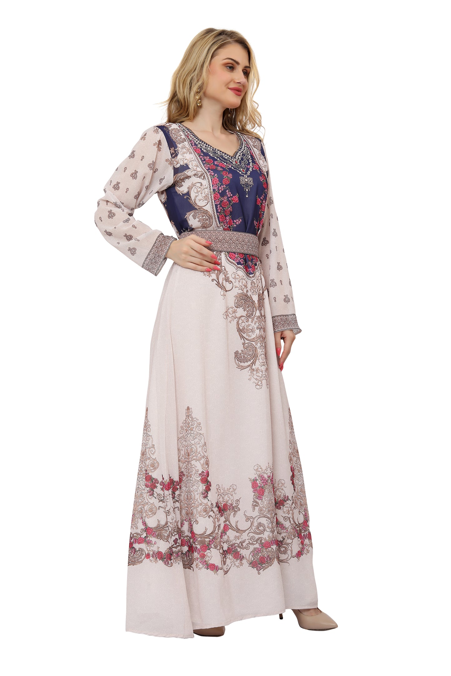 Digital Printed Khaleeji Thobe Party Gown