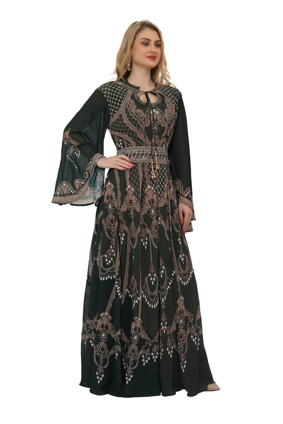 Digital Printed Takchita Maxi Gown