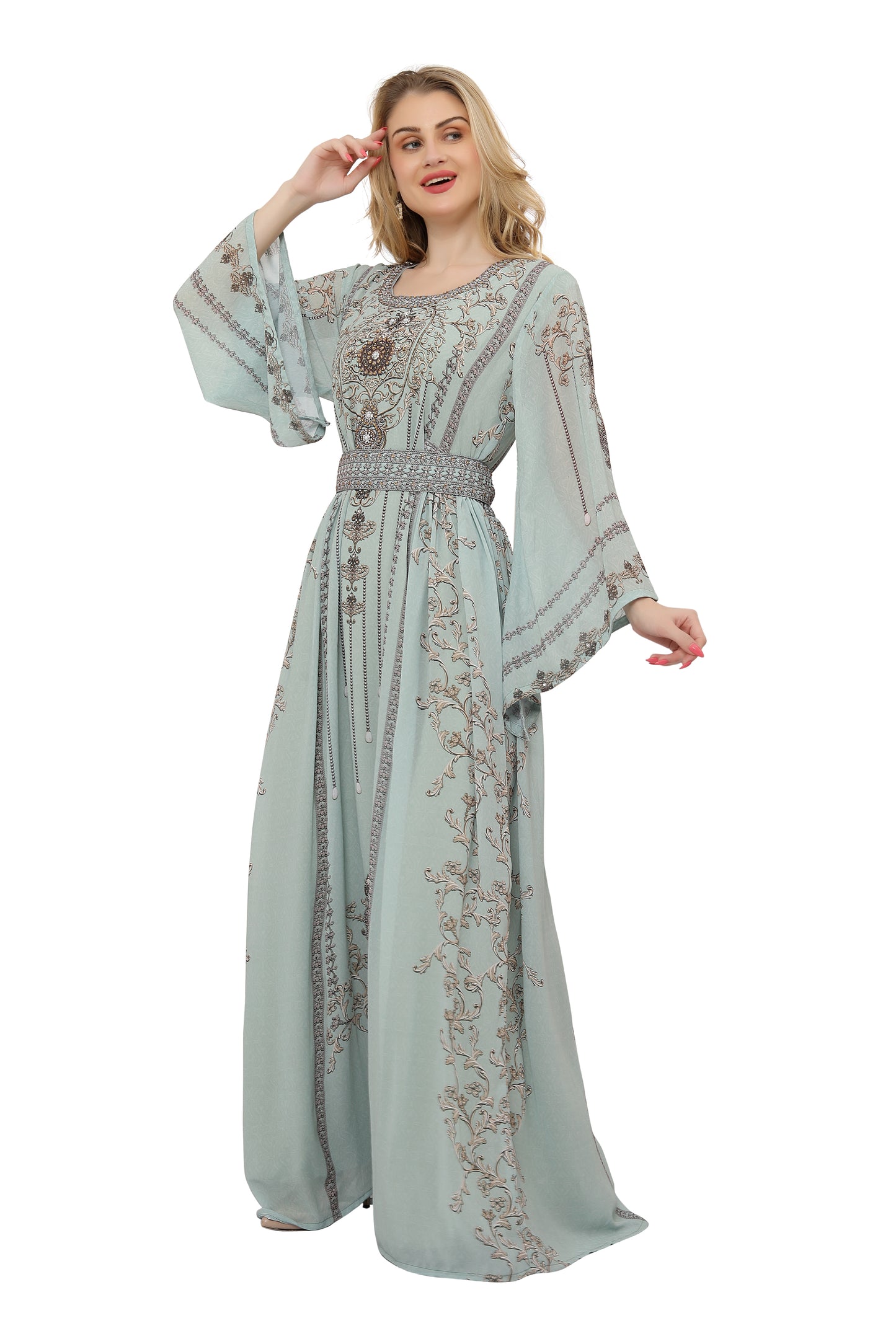 Digital Printed Dubai Caftan Maxi Dress