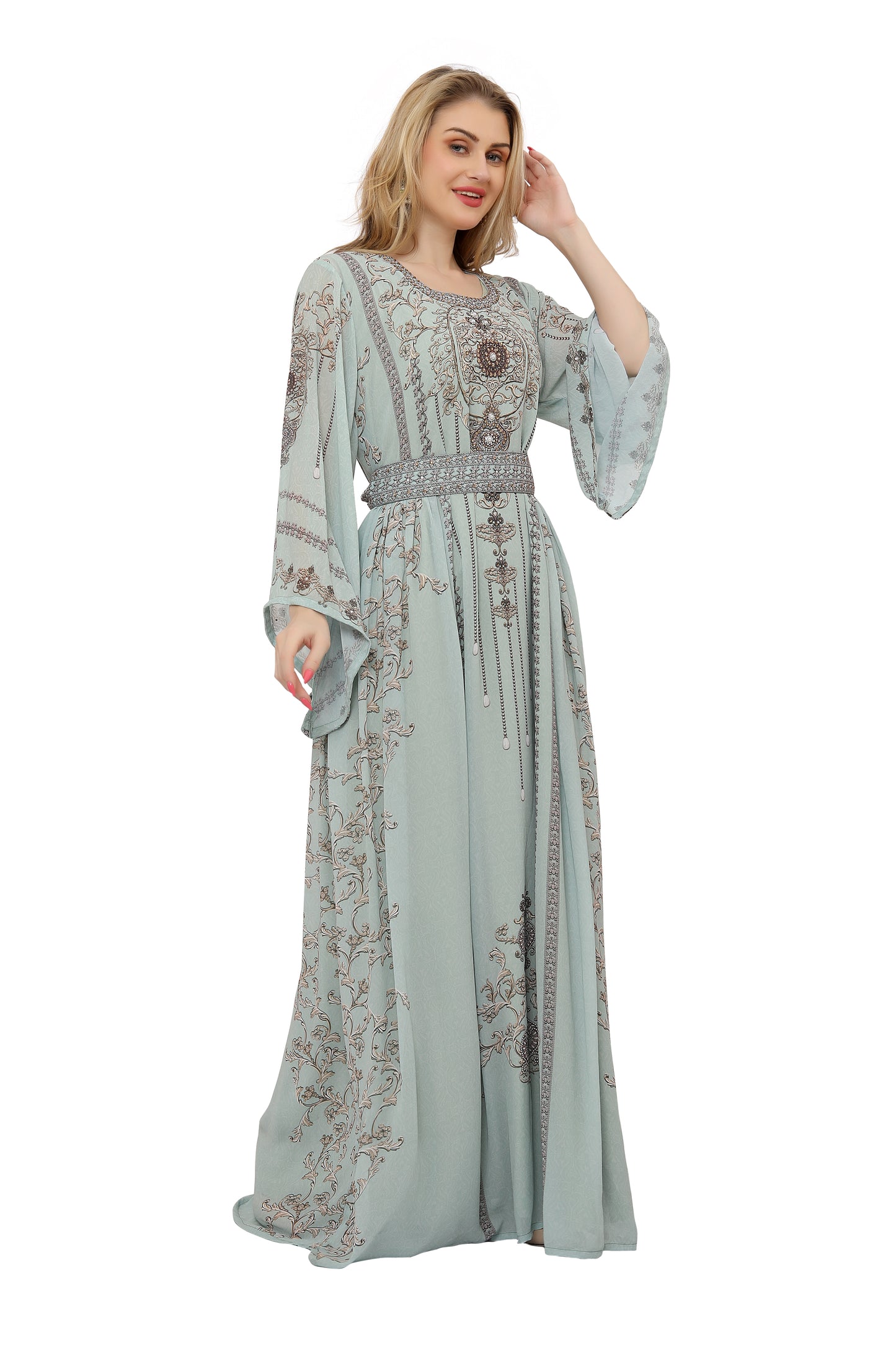 Digital Printed Dubai Caftan Maxi Dress