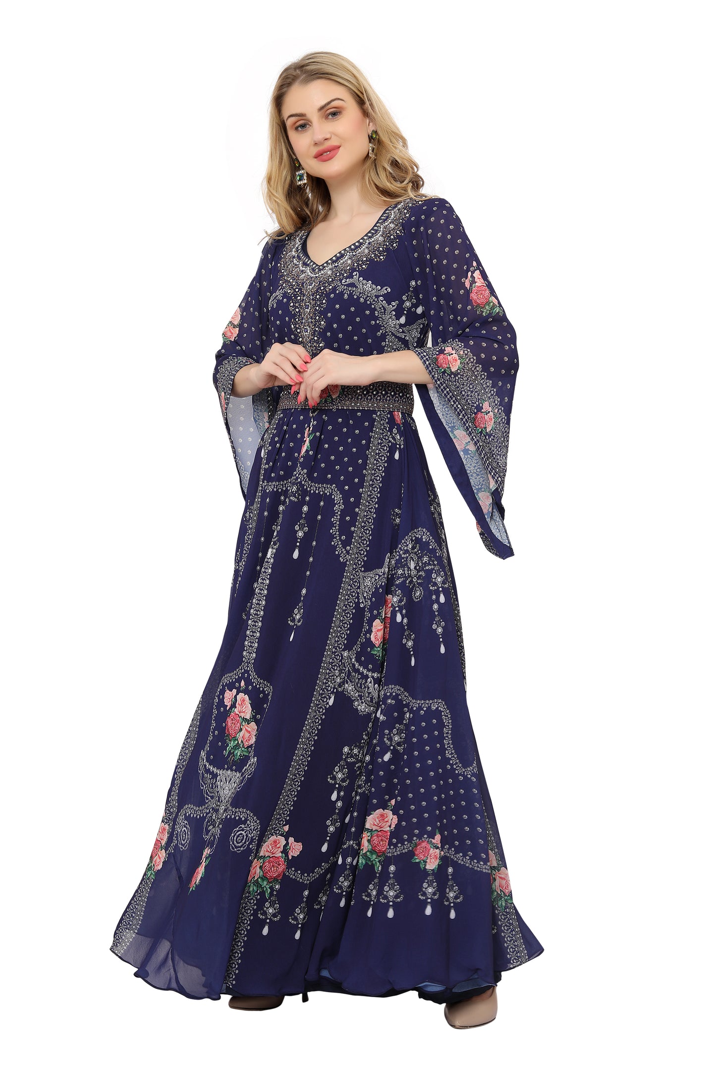 Digital Printed Abaya Caftan Ethic Party Gown