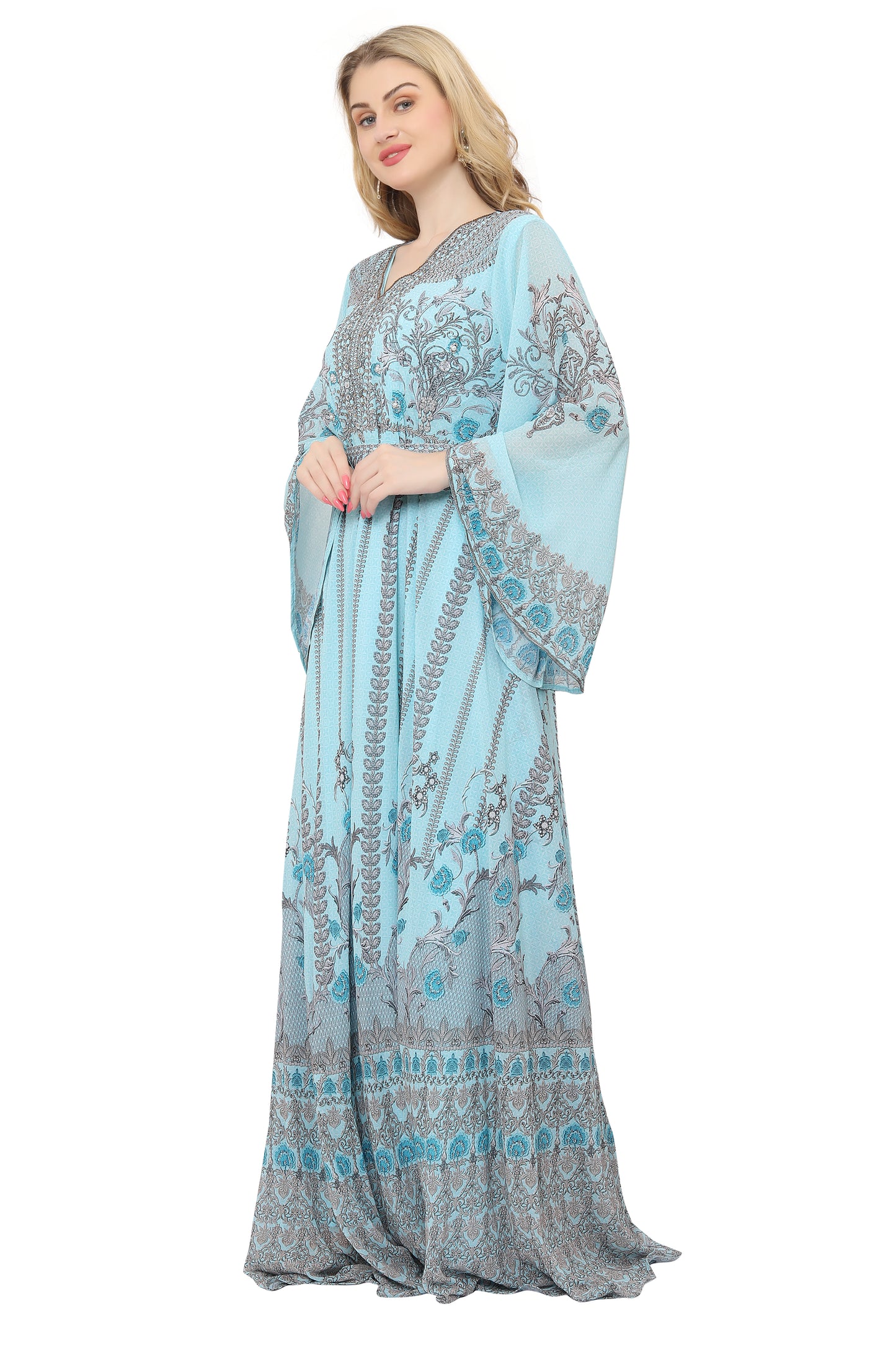 Digital Printed Long Kaftan Dress For Women