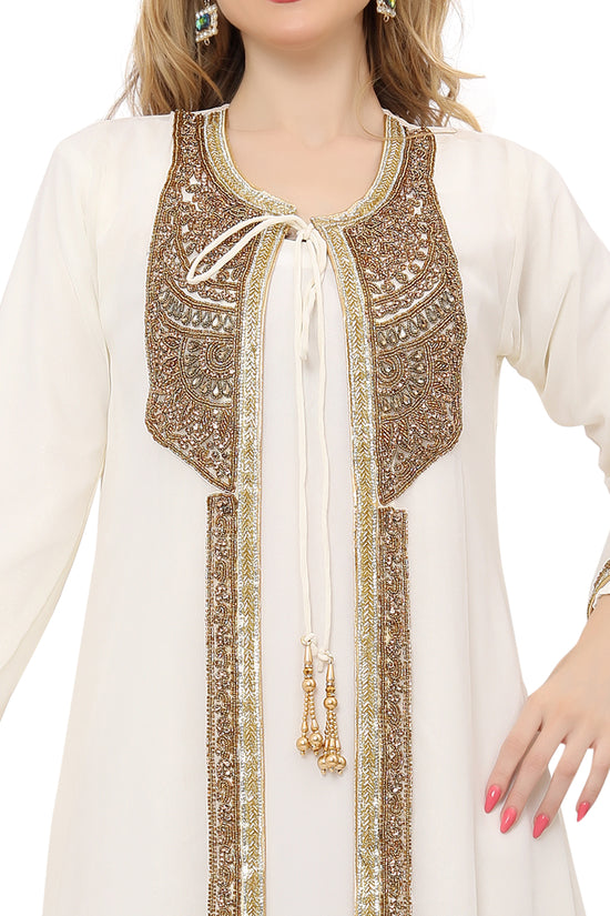 Designer Kaftan Hand Embroidered Gown In Maxim Creation