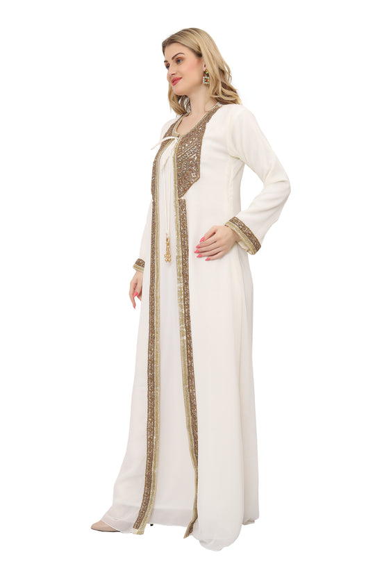 Designer Kaftan Hand Embroidered Gown In Maxim Creation