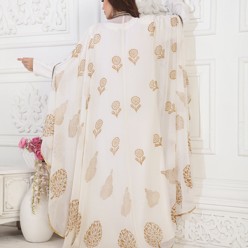 
                  
                    Designer Kaftan Flowy Arabic Dress with Hand Embroidery and Block print
                  
                