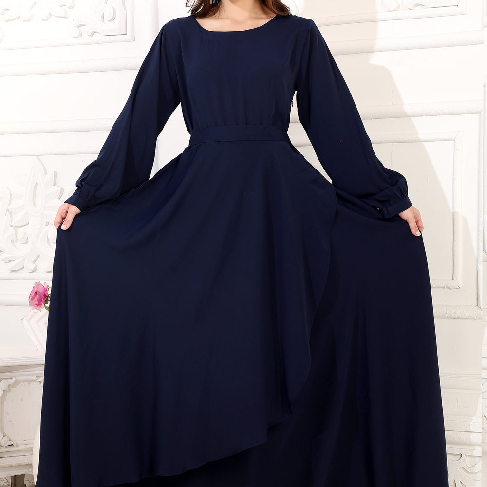 
                  
                    Partywear Dress with Big Flair in Dark Blue
                  
                