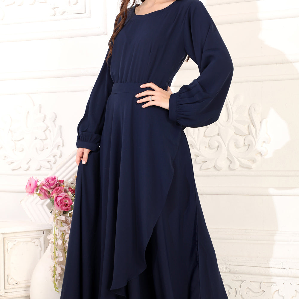 
                  
                    Partywear Dress with Big Flair in Dark Blue
                  
                