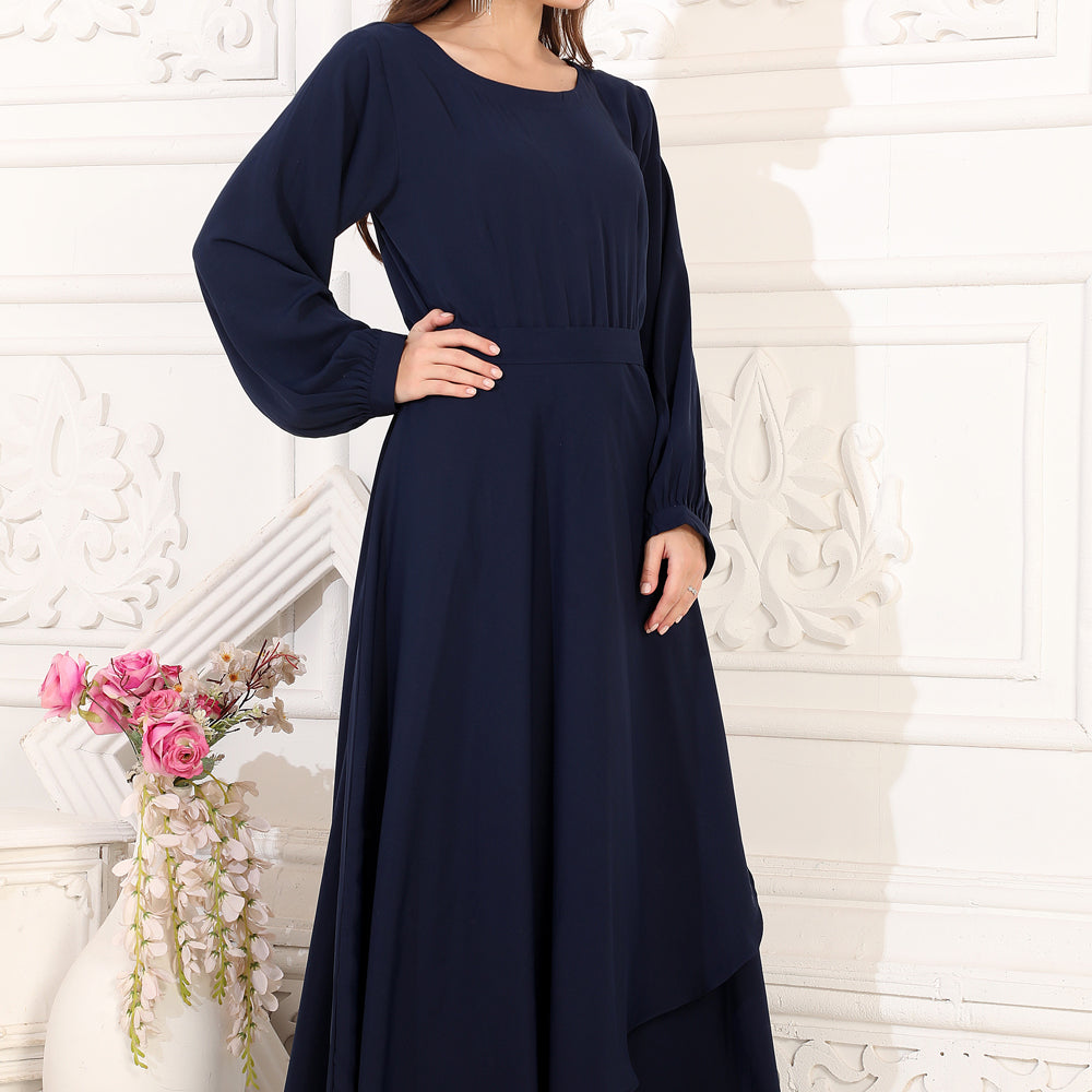 
                  
                    Partywear Dress with Big Flair in Dark Blue
                  
                