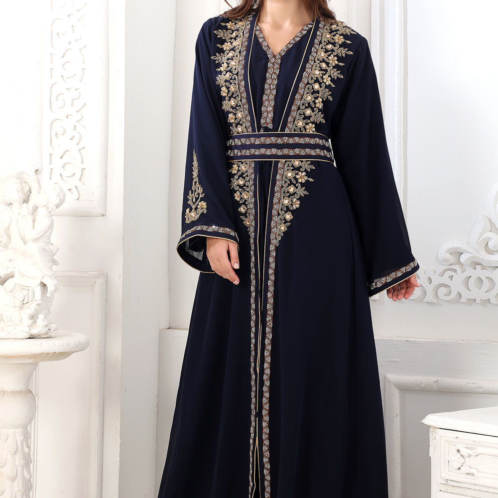 
                  
                    Takchita Jalabiya Kaftan With Crystal Gold-Silver Embroidery
                  
                