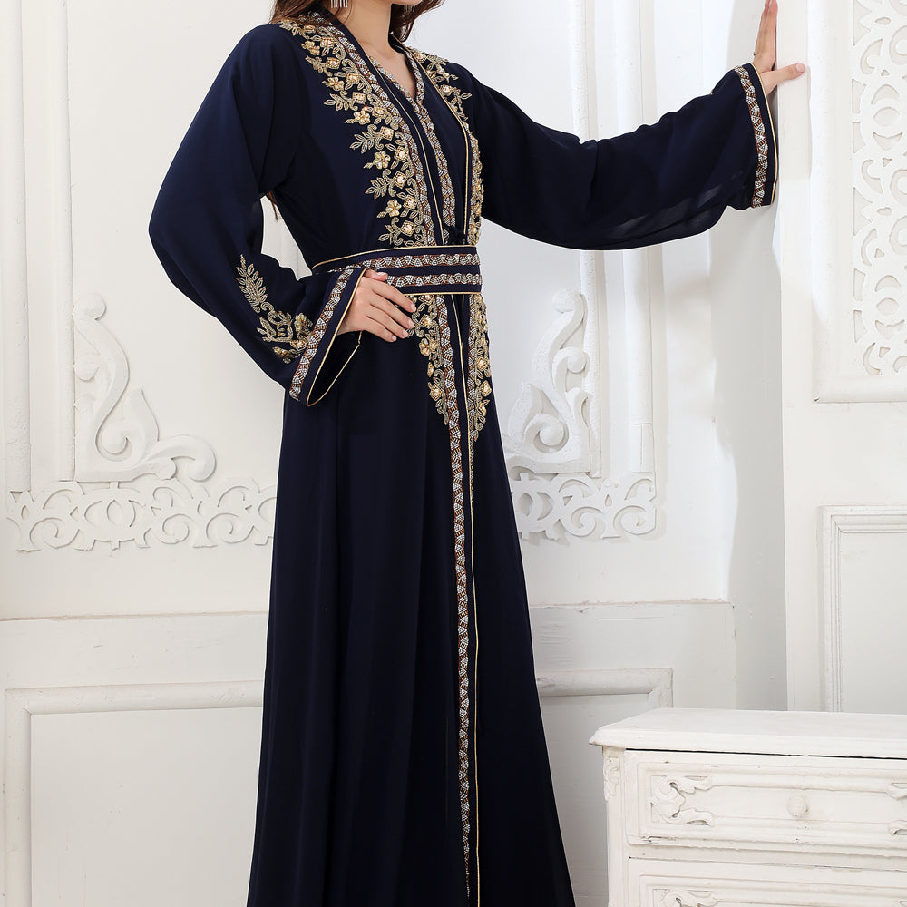 
                  
                    Takchita Jalabiya Kaftan With Crystal Gold-Silver Embroidery
                  
                