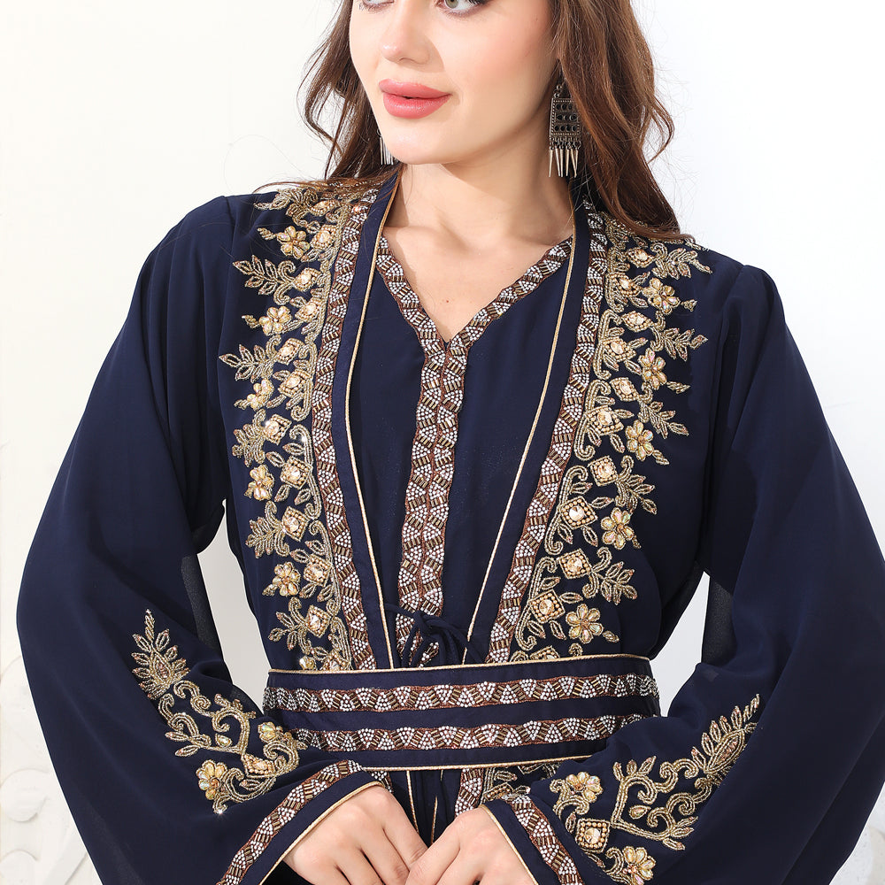 
                  
                    Takchita Jalabiya Kaftan With Crystal Gold-Silver Embroidery
                  
                