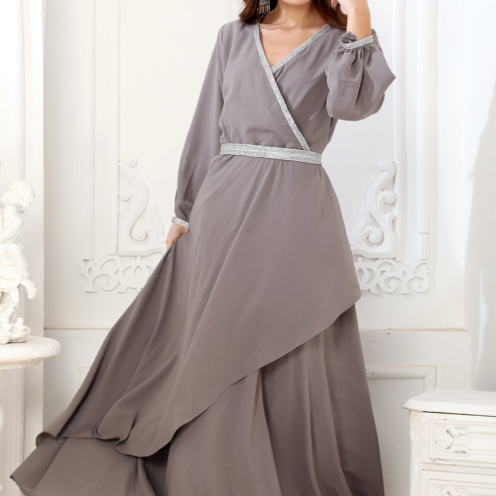 
                  
                    Minimalistic Designer Abaya in Grey Kaftan Dress
                  
                