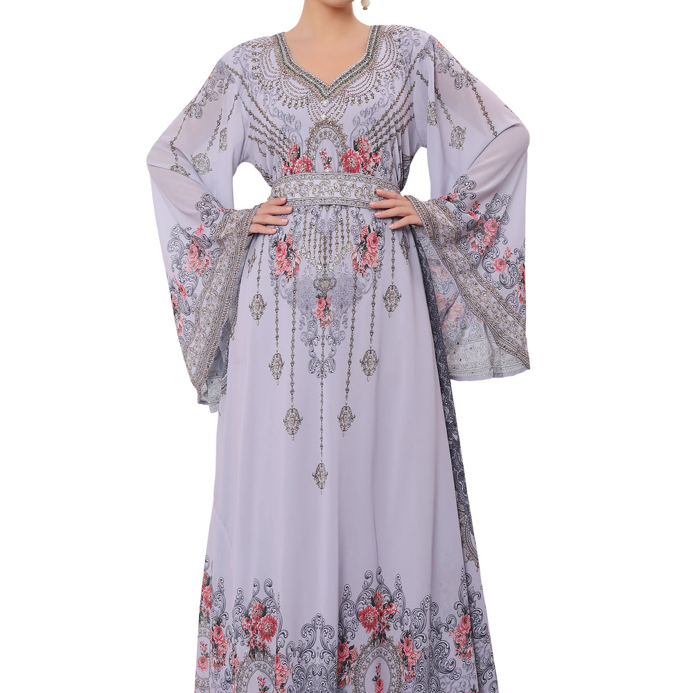 Arabian Gown With Digital Kaftan Party Dress