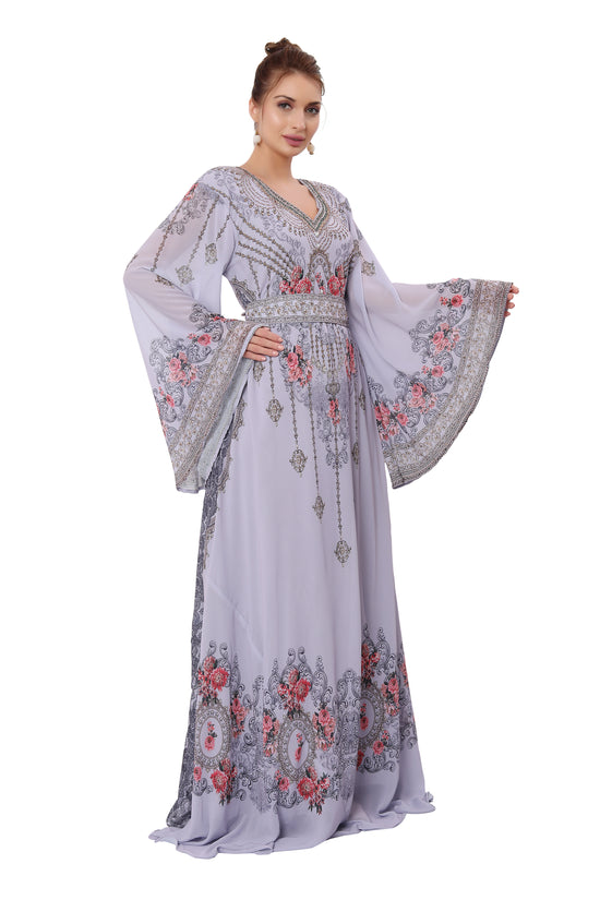 Arabian Gown With Digital Kaftan Party Dress