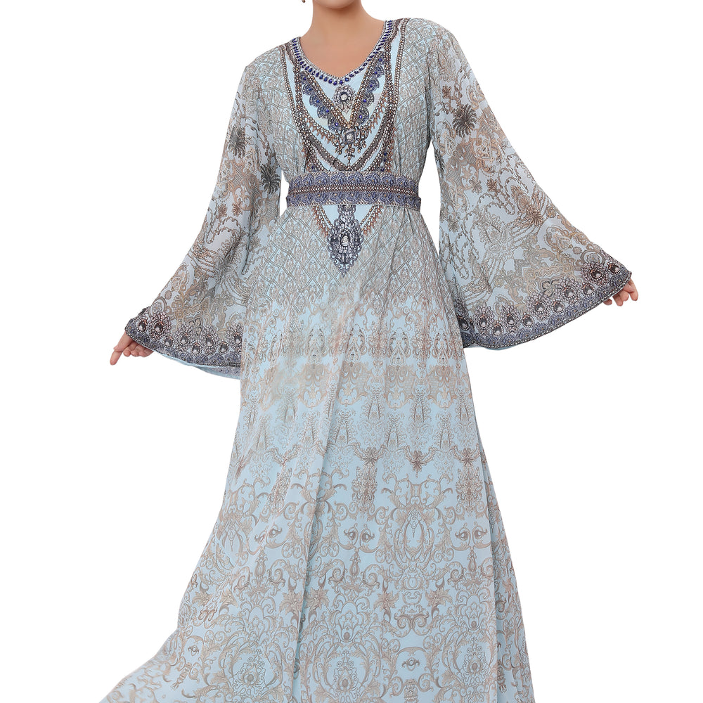 
                  
                    Designer Digital Print Kaftan Bridal Gown
                  
                