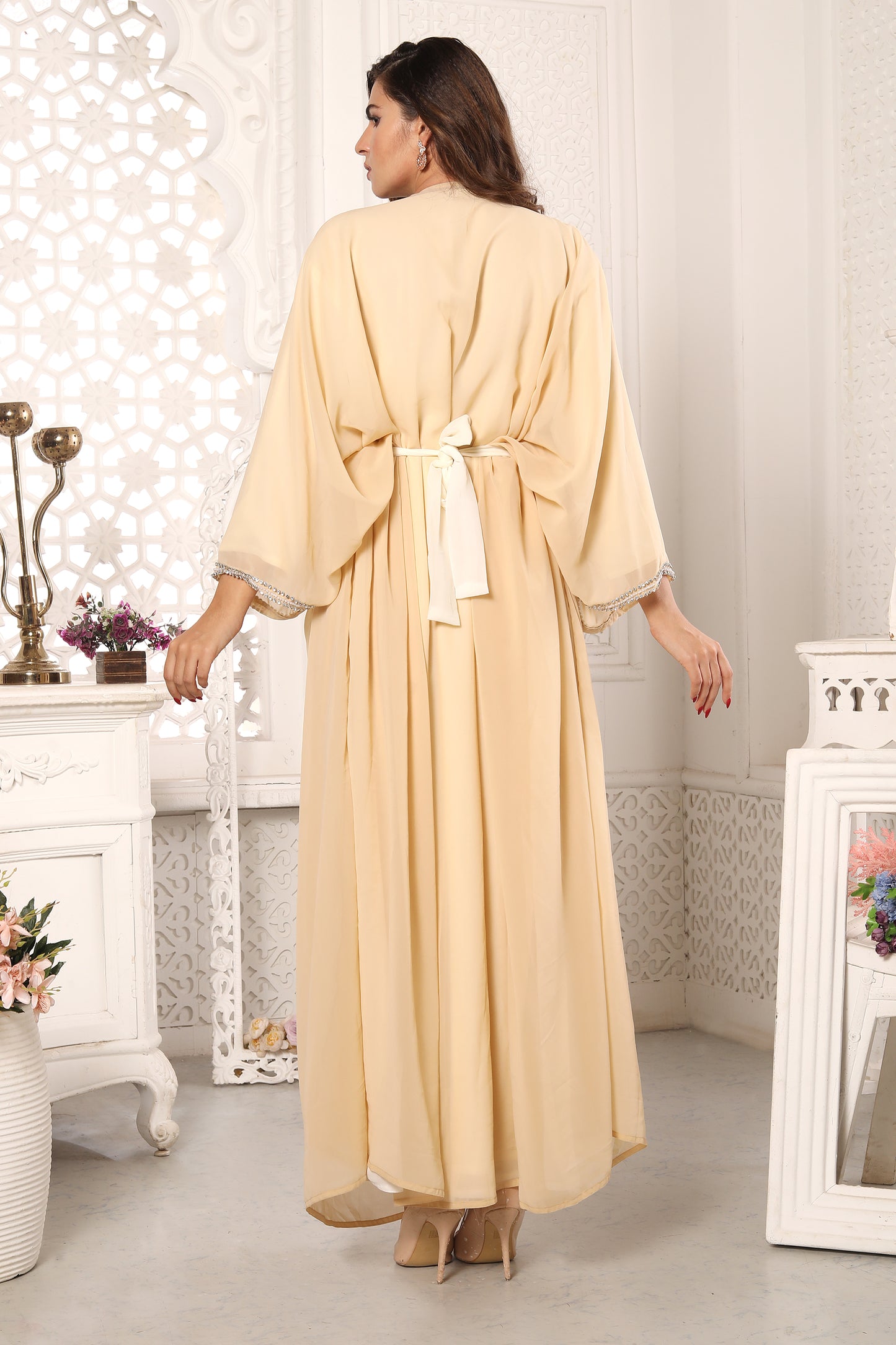 Eid Morocco Gown Women Takchita Beige Dress