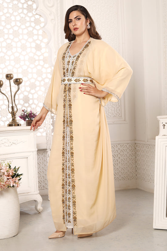 Eid Morocco Gown Women Takchita Beige Dress