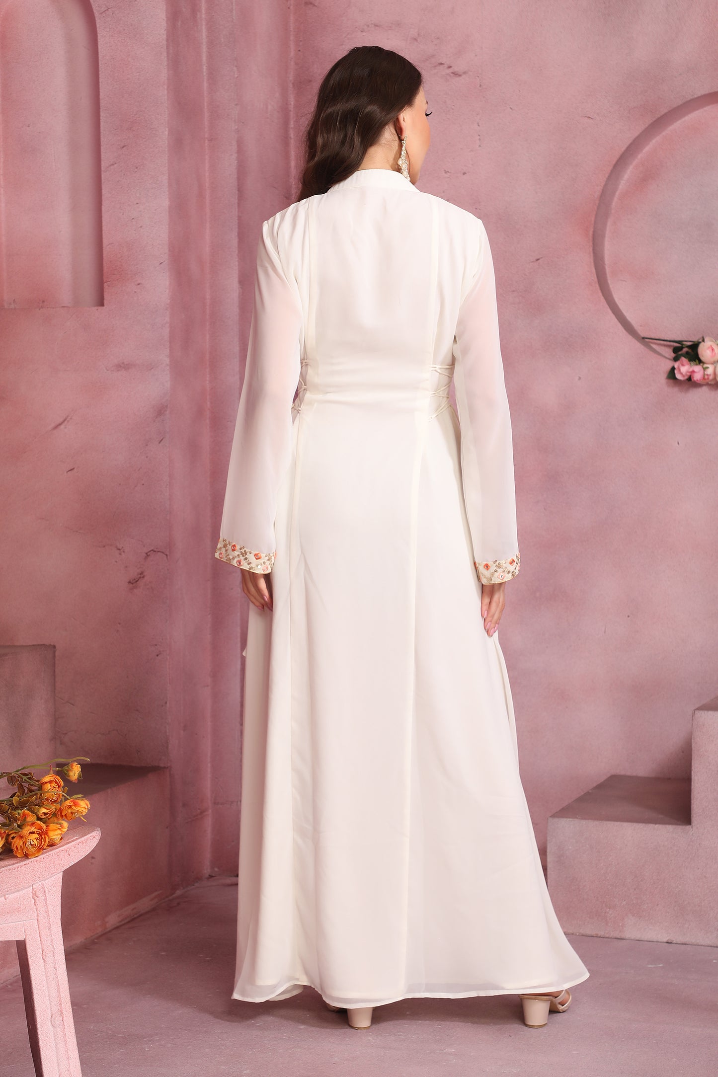Designer Jalabiya with Embrodiered Embellished Front Panel - Maxim Creation