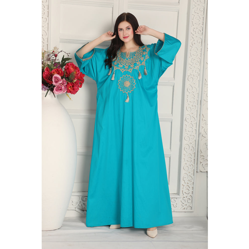 Phirozy Blue Arabic Style Kaftan Farasha with Tassels