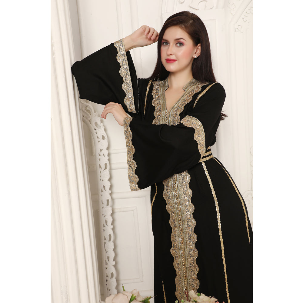 
                  
                    Designerwear Jalabiya Kaftan with Golden lacework
                  
                