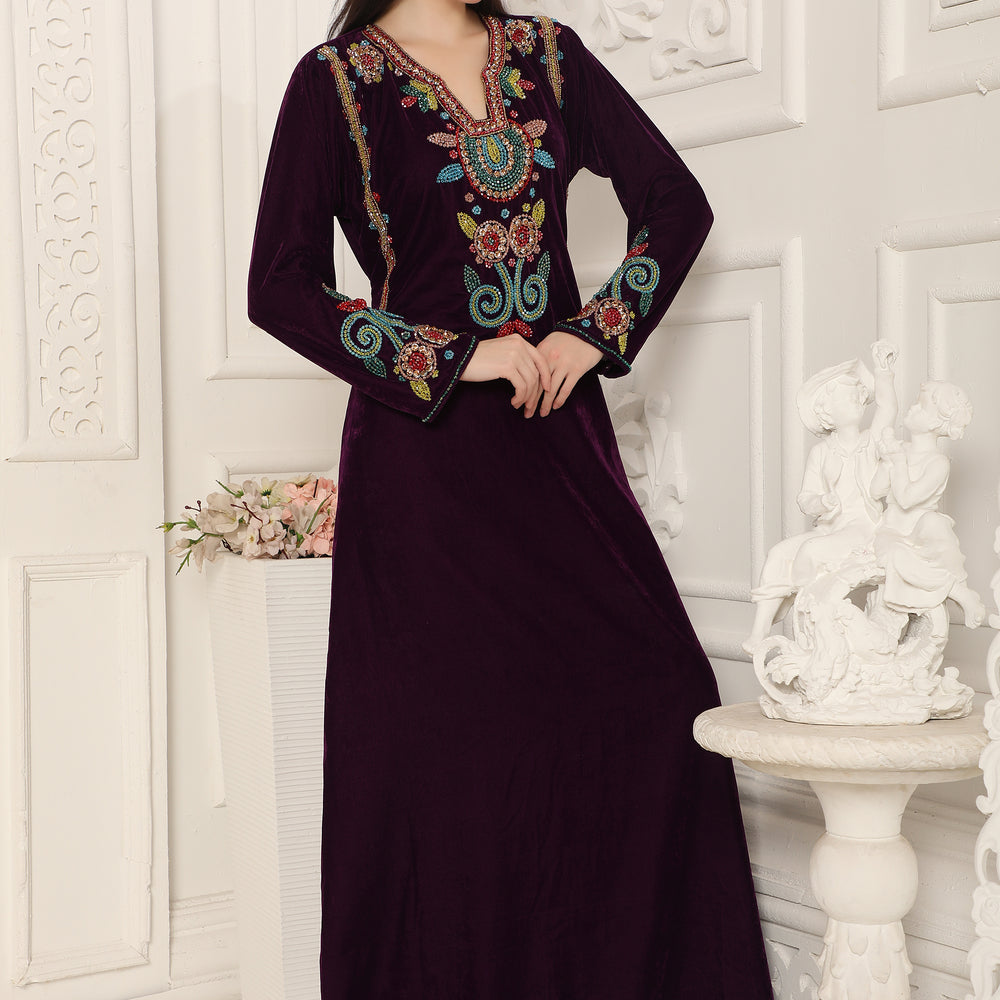 
                  
                    Designer Kaftan with Crystal & Beads Multicolor Embroidery
                  
                