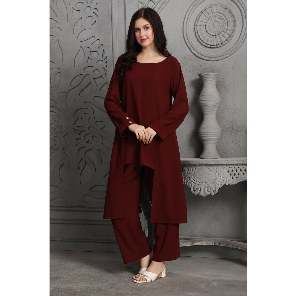 
                  
                    Designer Pant-Top in Deep Maroon Coord Set
                  
                