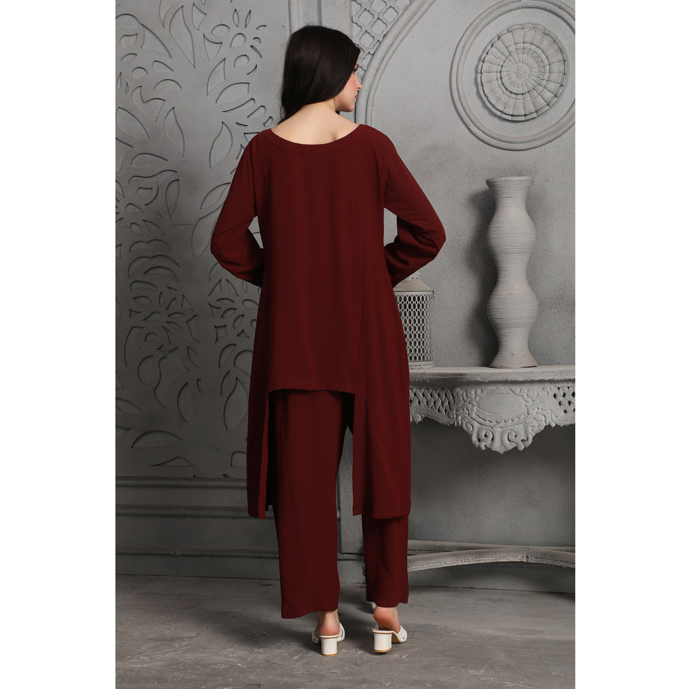 
                  
                    Designer Pant-Top in Deep Maroon Coord Set
                  
                