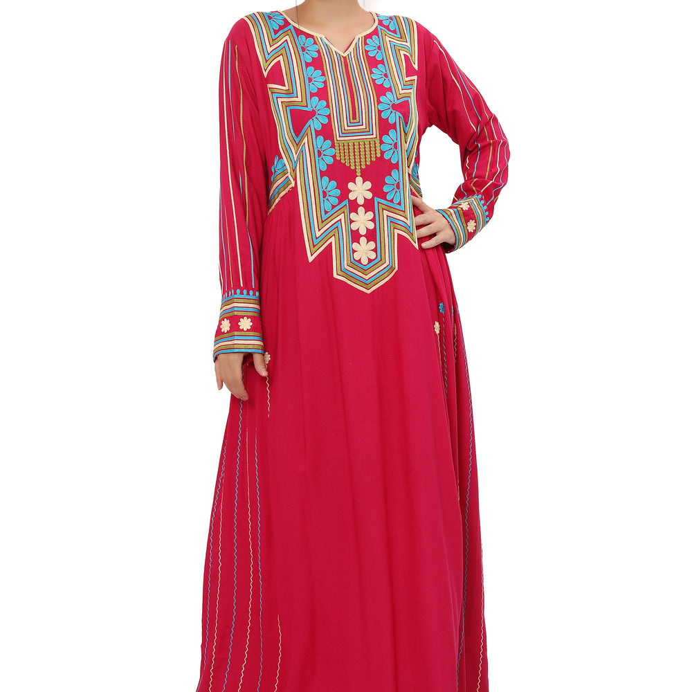 Kaftan Maxi Dress Thread Embroidery Takchita