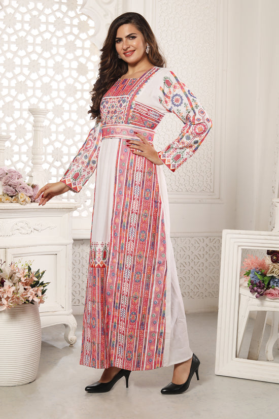 Multicoloured Tatreez Embroidered Malaka Gown