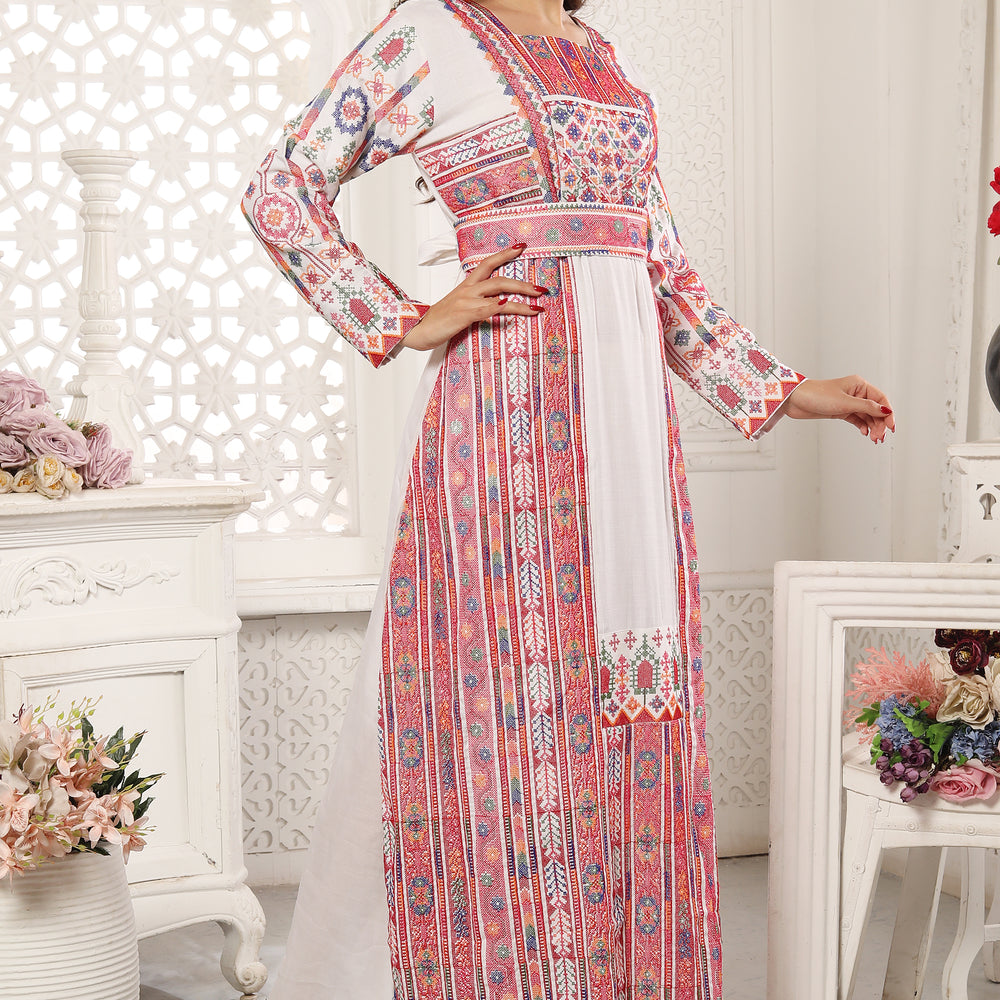 
                  
                    Multicoloured Tatreez Embroidered Malaka Gown
                  
                