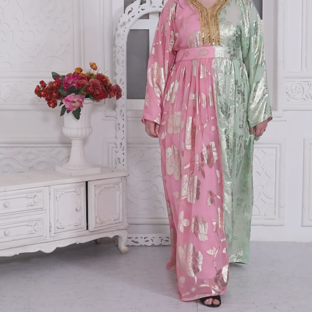 
                  
                    Load and play video in Gallery viewer, Designer-Wear Dual Tone Jalabiya Kaftan In Brasso
                  
                