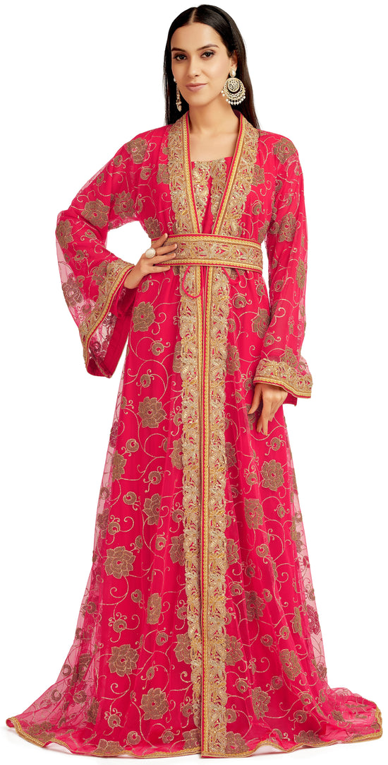 Pink embroidered Henna Party Gown - Maxim Creation