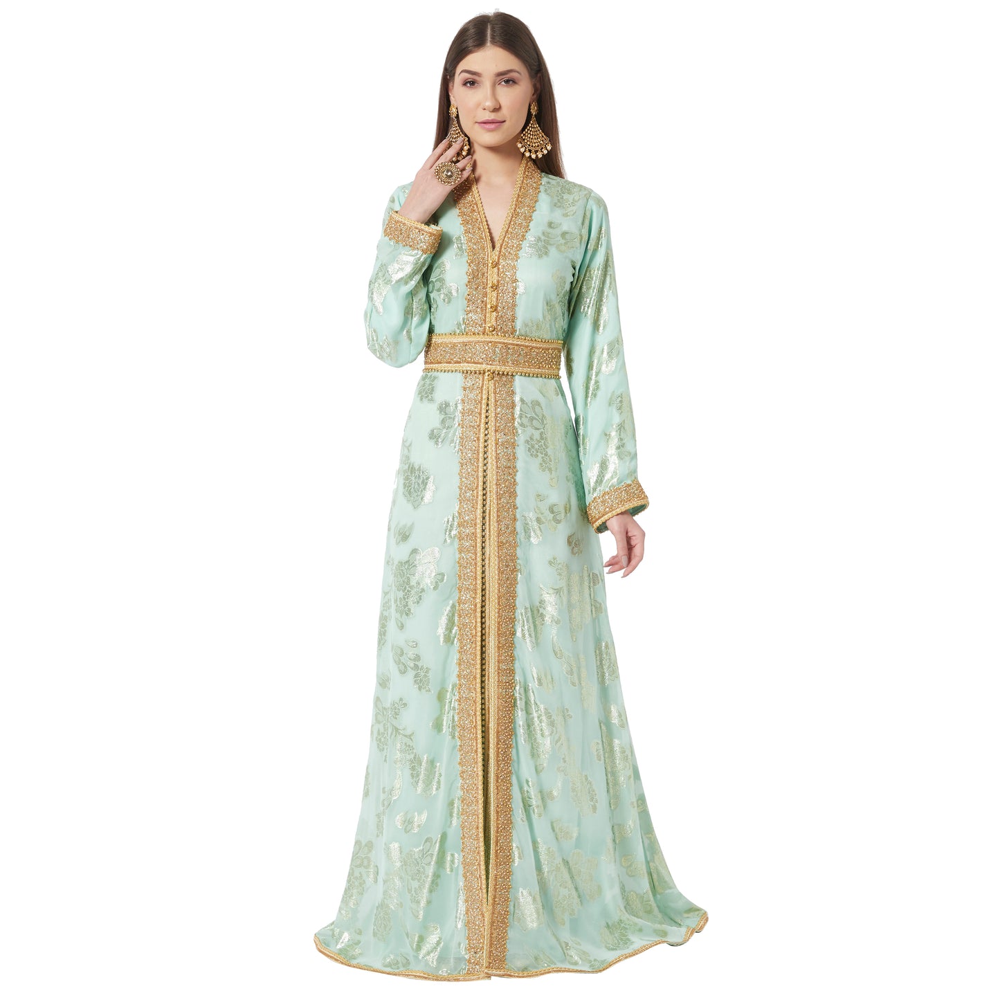 Designer Jellebiya Arabian Party Dress Khaleeji Thobe in Brasso Fabric - Maxim Creation