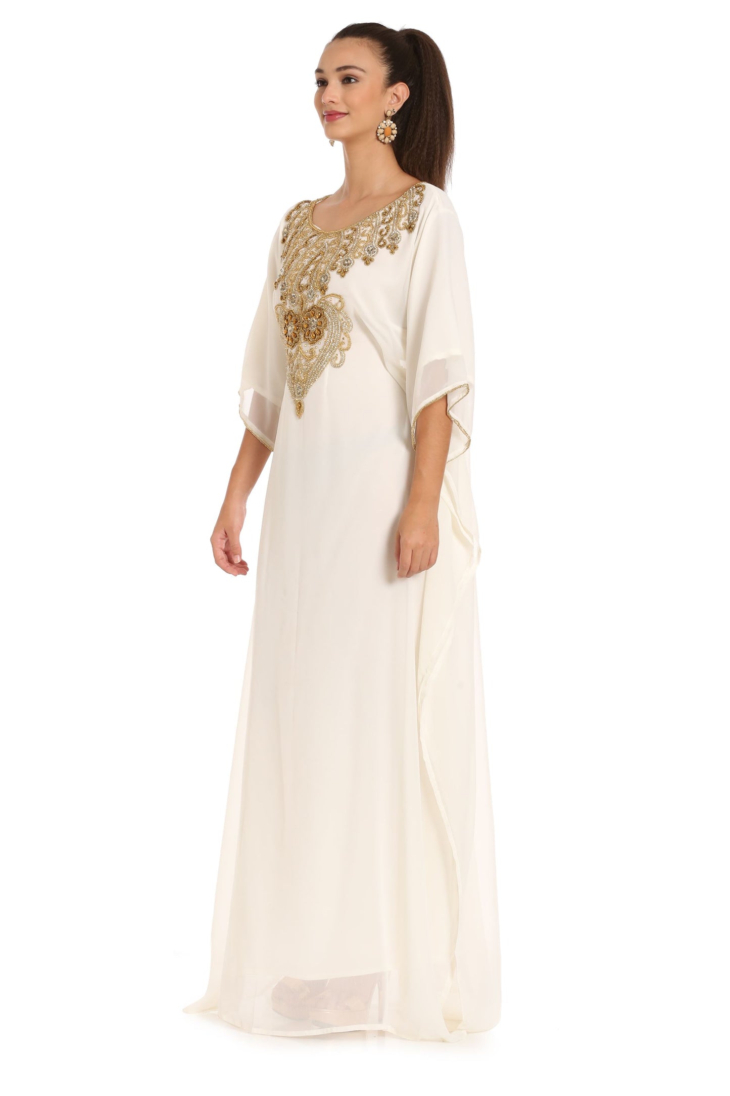 Long Tunic in Cream Farasha Evening Tea Party Dress - Maxim Creation