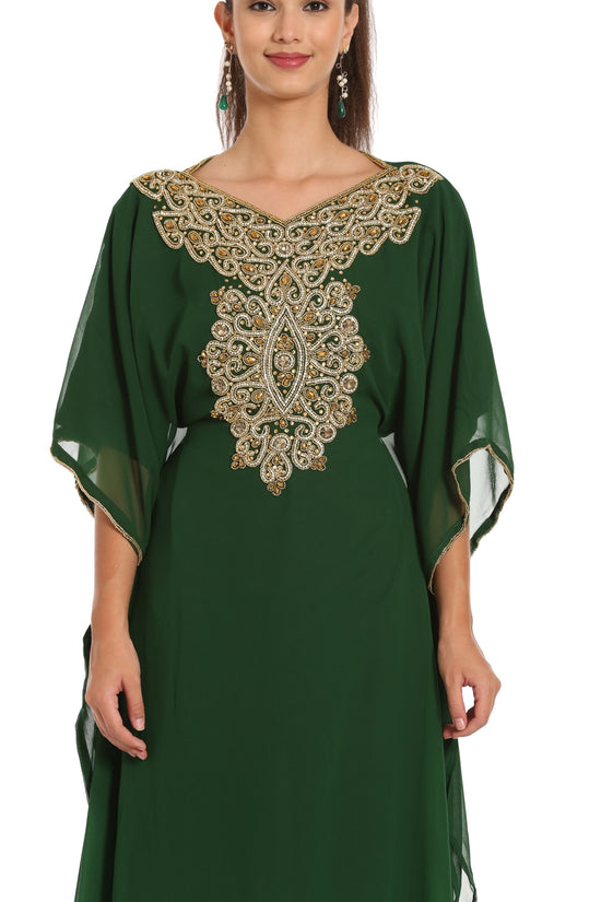 Embroidery Kaftan in Green by Maxim Creation - Maxim Creation