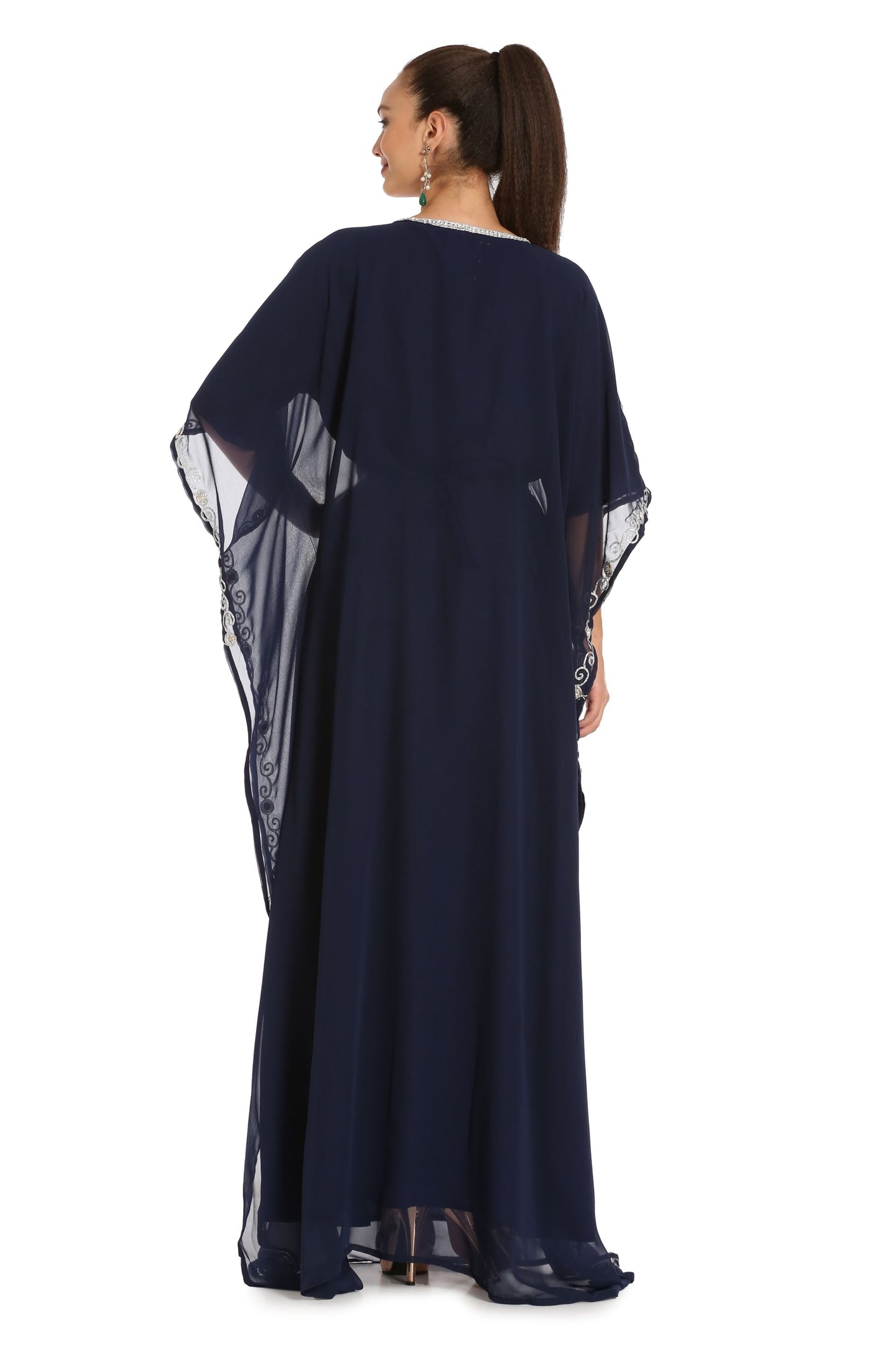 Arabian Farasha Maxi With Silver Embellishments & Beads - Maxim Creation