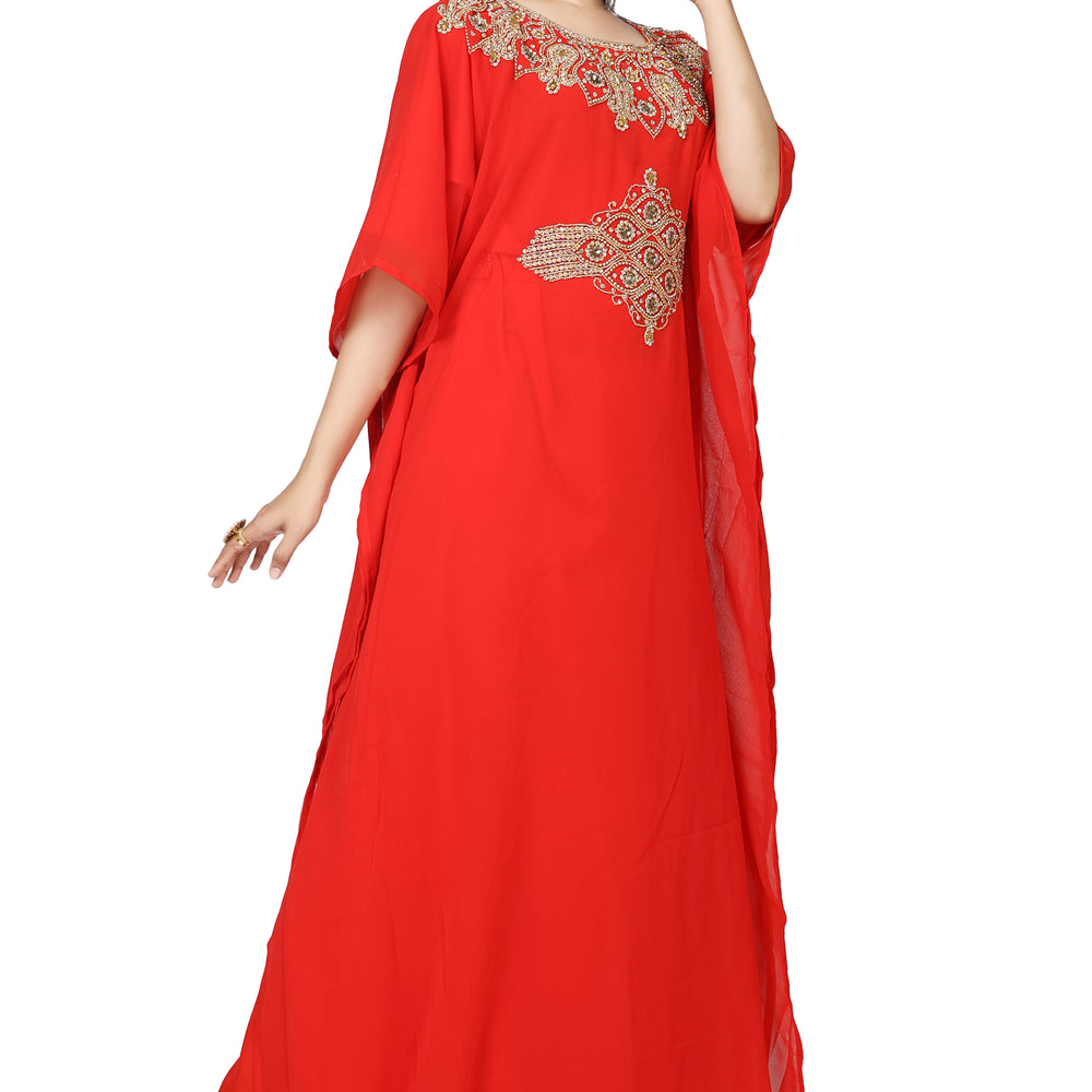 
                  
                    Arabian Farasha Red Kaftan Long Maxi Party Gown - Maxim Creation
                  
                