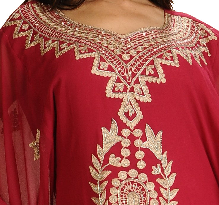 Classic Dubai Kaftan in Maroon Color For Eid - Maxim Creation