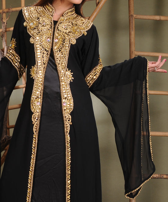 Caftan Dress With Golden Beads - Maxim Creation