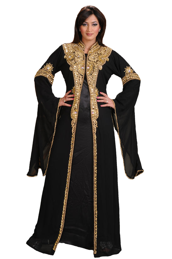 Caftan Dress With Golden Beads - Maxim Creation