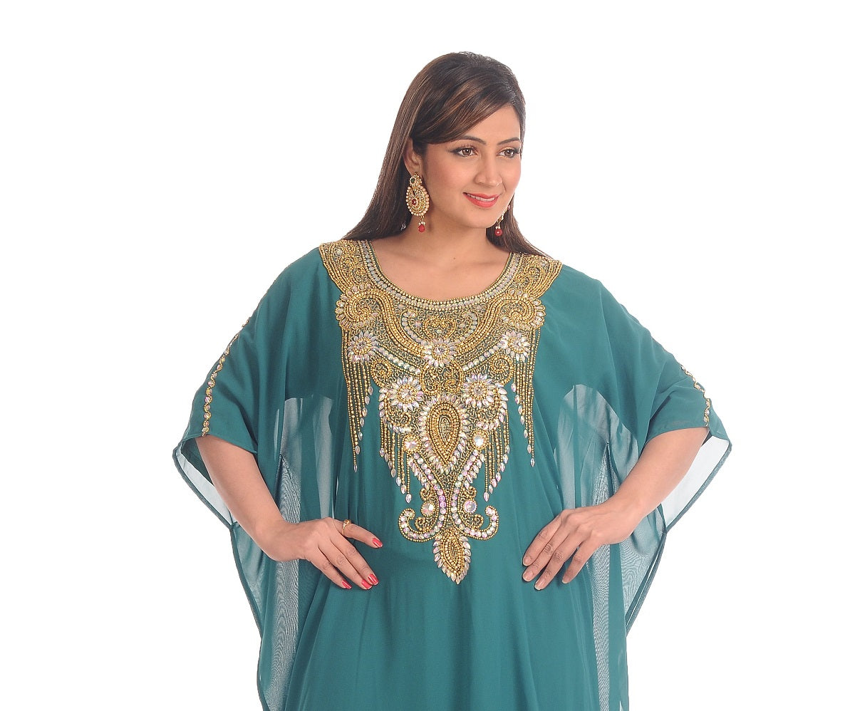 Farasha Boho in Rama Green Embroidered Dress - Maxim Creation