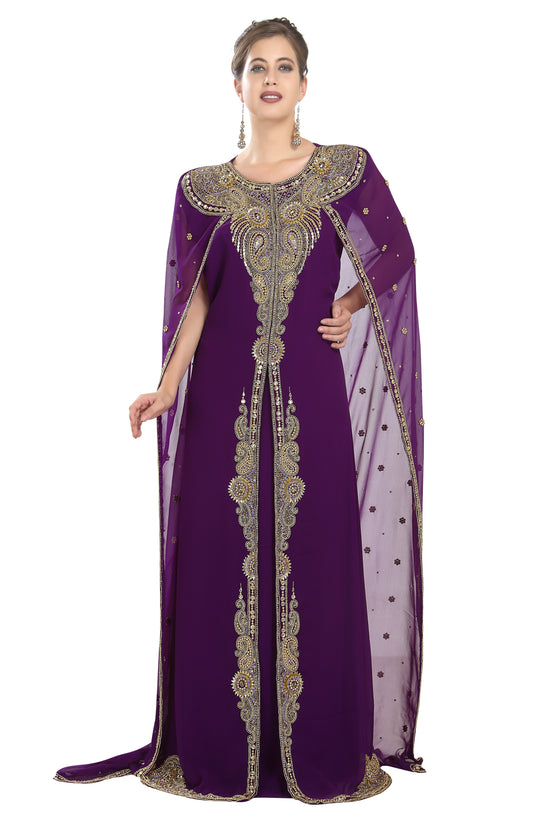 Sleeveless Maxi Kaftan with Long Cape - Maxim Creation