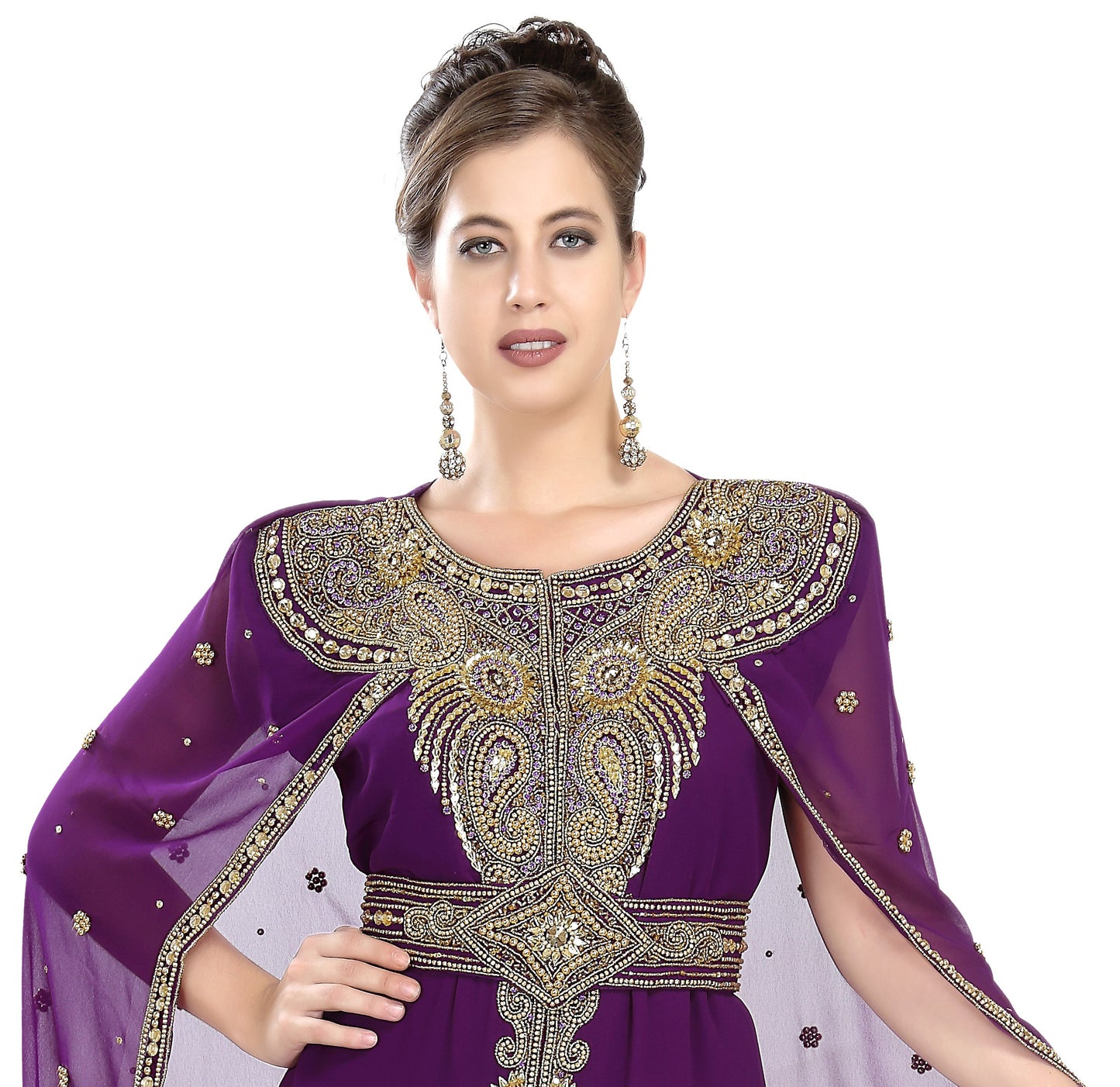 Sleeveless Maxi Kaftan with Long Cape - Maxim Creation