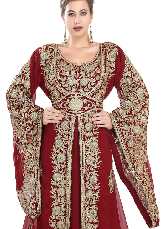 Traditional Kaftan Bell Sleeve Wedding Gown - Maxim Creation