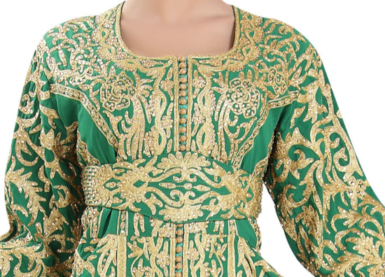 Traditional Kaftan Machine Embroidered Gown - Maxim Creation