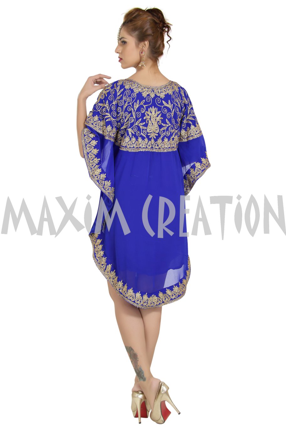 Embroidered Dress Knee Length Tunic Gown - Maxim Creation