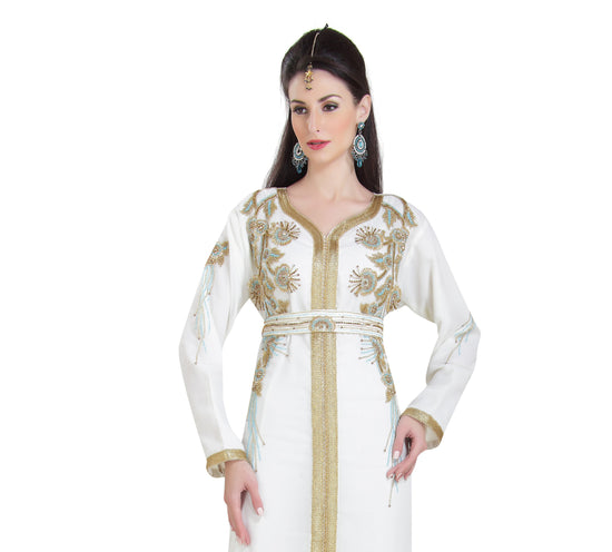 Arabic Kaftan With Colorful Hand Embroidery Work - Maxim Creation