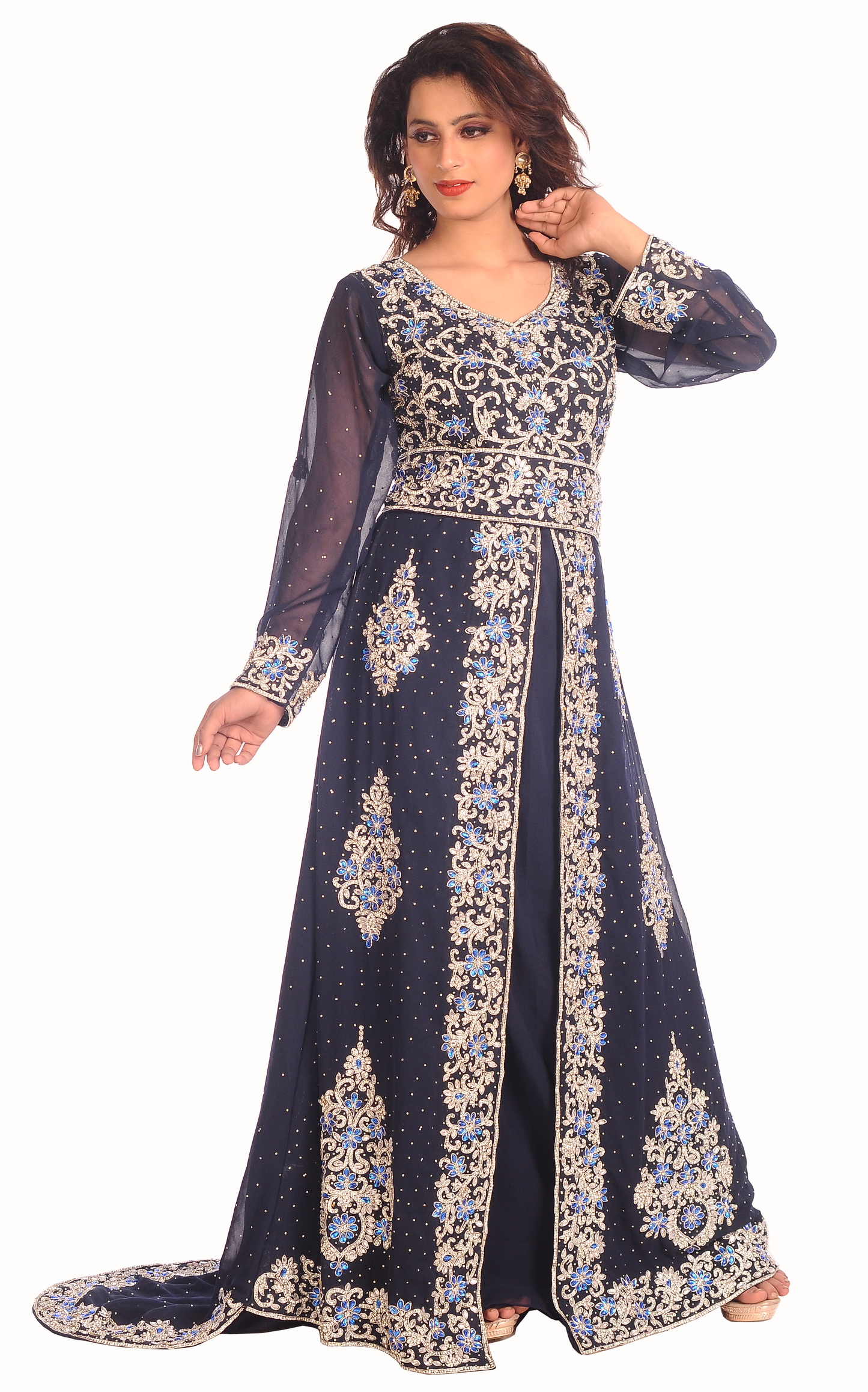 Arabian Takchita Gown With Crystal Embroidery - Maxim Creation