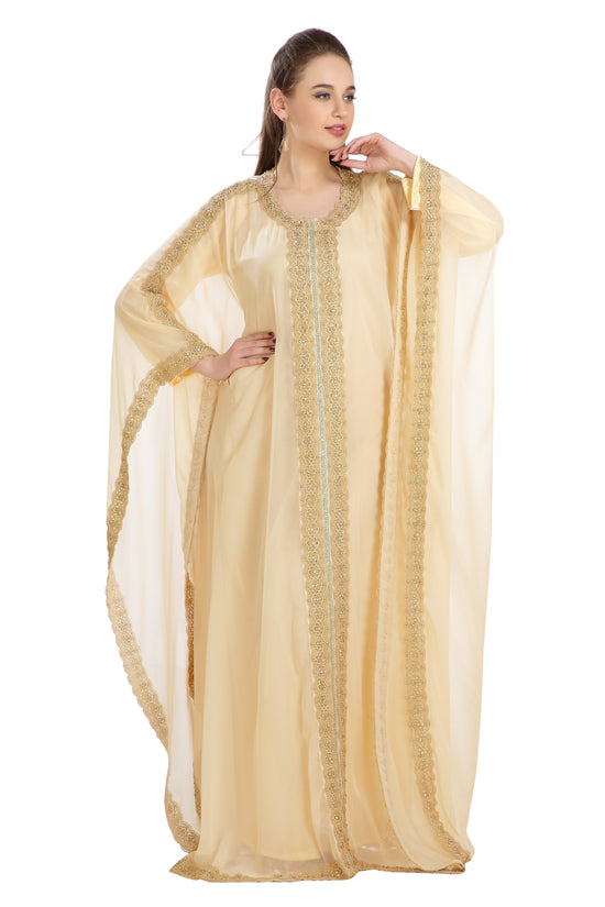 Farasha Poncho in Beige Color Long Sleeve - Maxim Creation