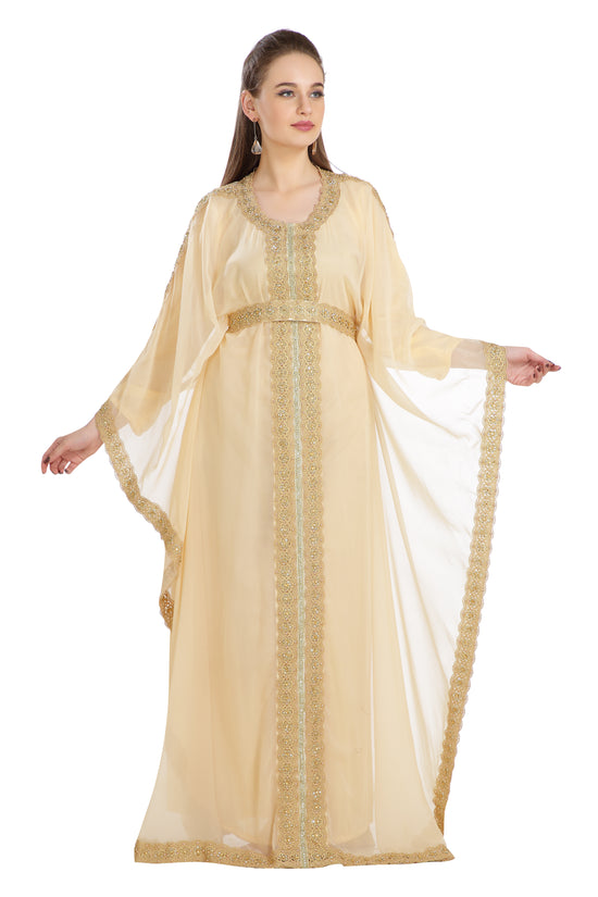 Farasha Poncho in Beige Color Long Sleeve - Maxim Creation